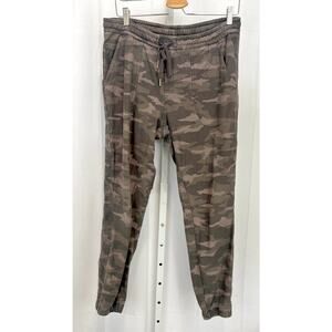 ATHLETA Camo Farallon Jogger Pants Camouflage Drawstring Waist Cotton Size 12